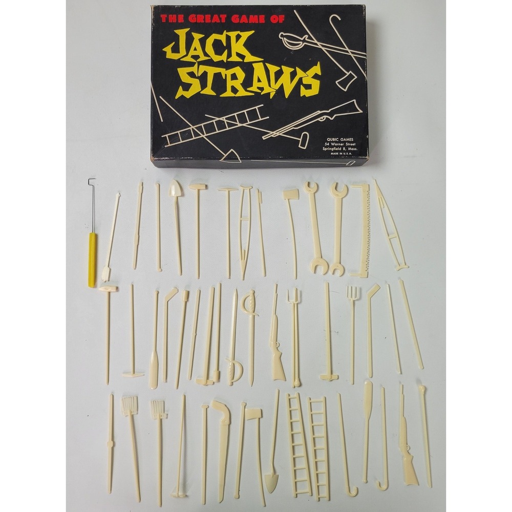 Vintage Jack Straws Game Qubic Games Springfield Mass Skill Toy with Box
